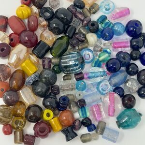 Vintage Glass Resin Bead Lot 15oz Mixed Colors Shapes Handmade Craft Jewelry